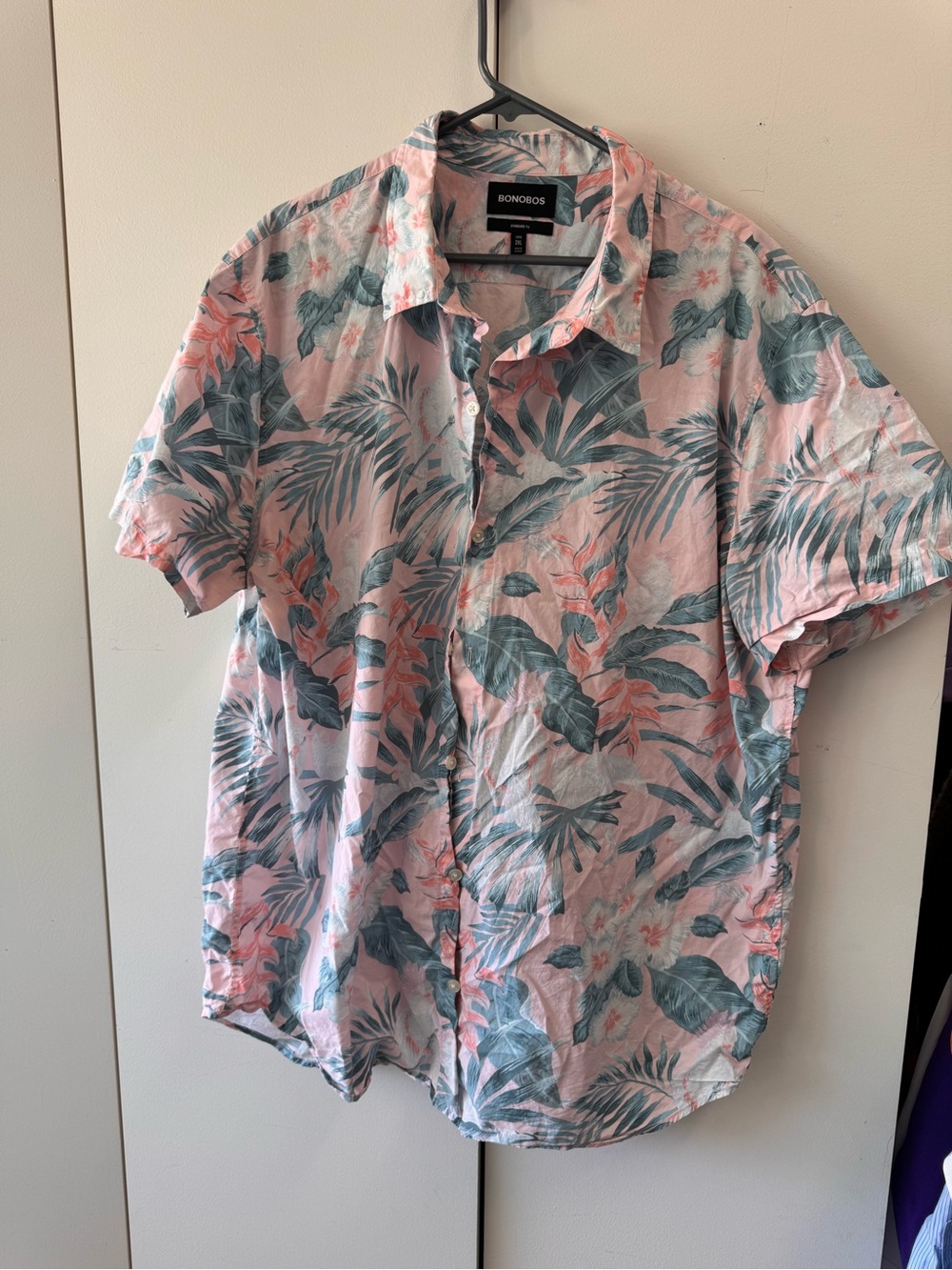 Bonobos Pink and Green Tropical Button-Down Shirt